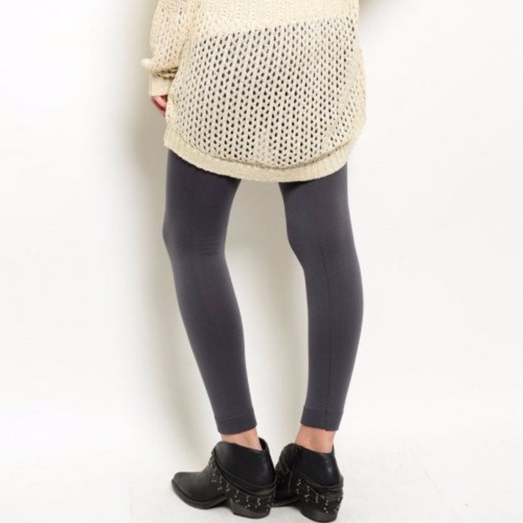 FLEECED LINED GRAY LEGGINGS - Picture 4 of 4